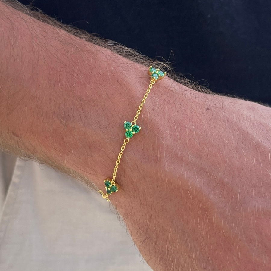 VORO® Pulsera Trébol Verde · Oro 18K