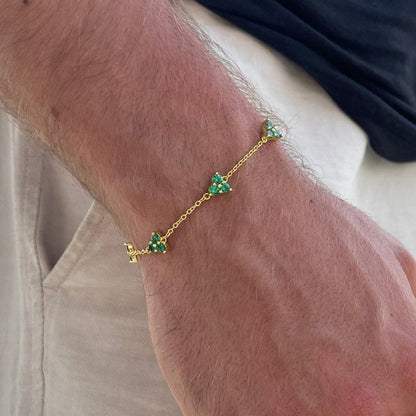 VORO® Pulsera Trébol Verde · Oro 18K