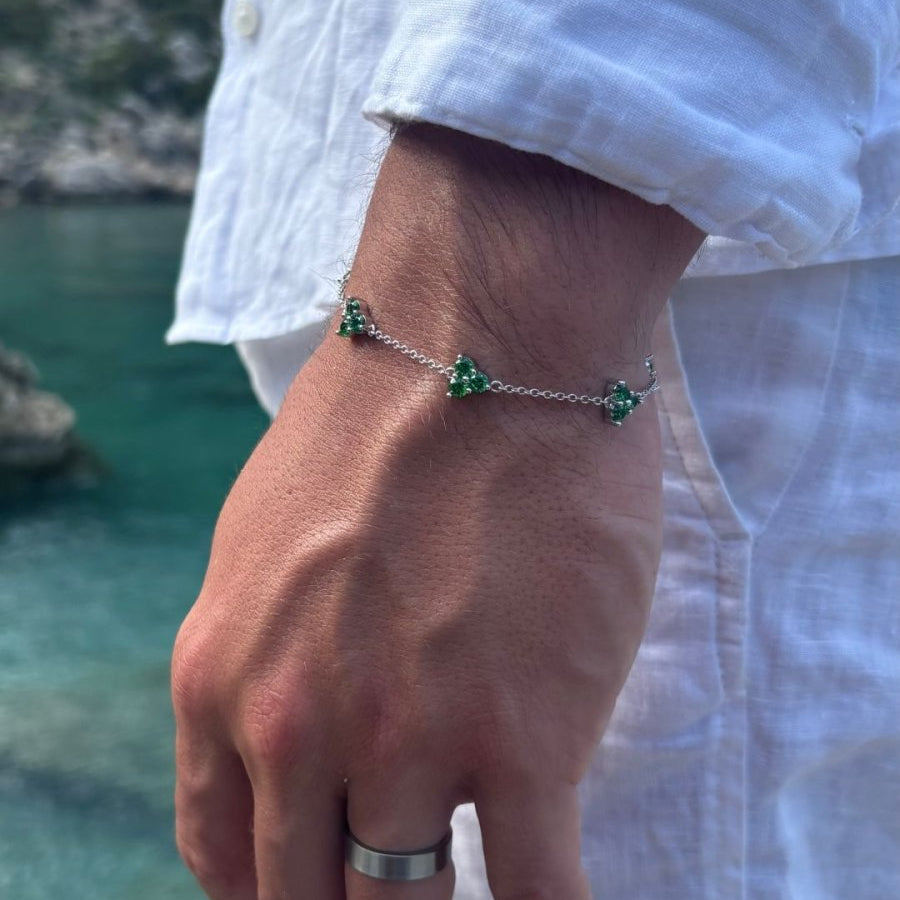 VORO® Pulsera Trébol Verde · Plata