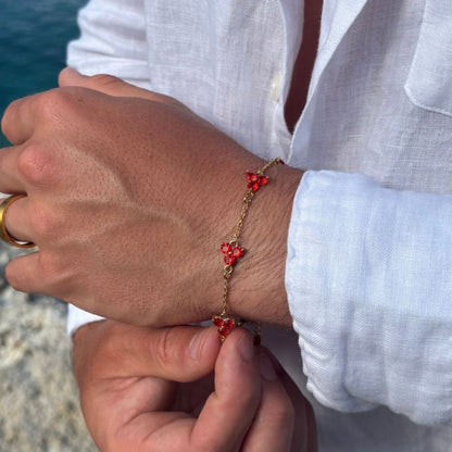 VORO® Pulsera Trébol Rojo · Oro 18K