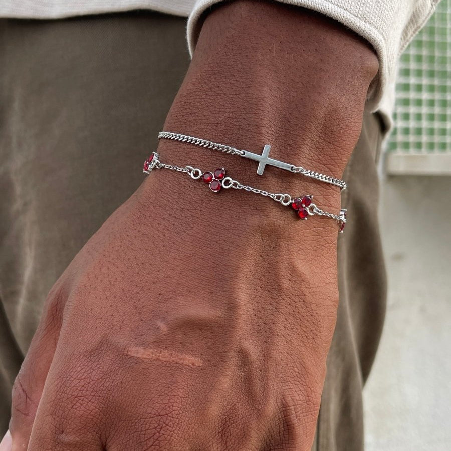 VORO® Pulsera Trébol Rojo · Plata