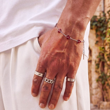 VORO® Pulsera Trébol Rojo · Plata