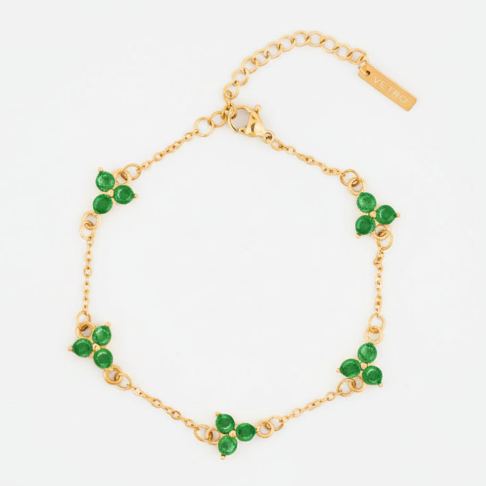 VORO® Pulsera Trébol Verde · Oro 18K