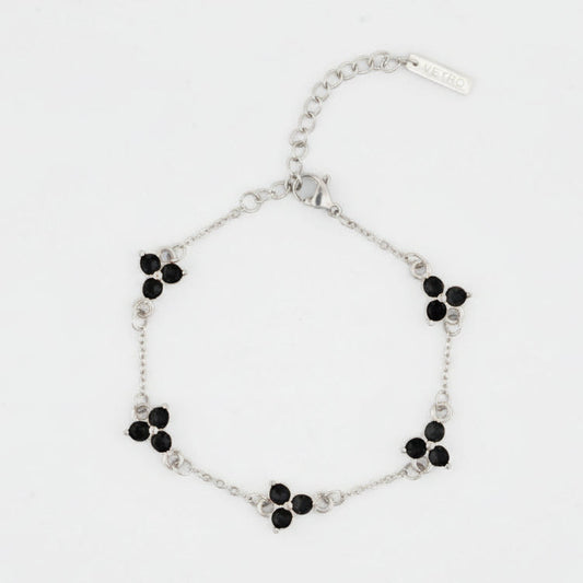 VORO® Pulsera Trébol Obsidian · Plata